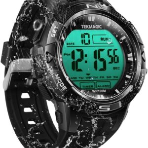 10 ATM Digital Submersible Diving Watch 100m Water Resistant Swimming Sport Wristwatch Luminous LCD Screen with Stopwatch Alarm Function