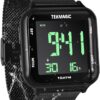 100m Waterproof Luminous Scuba Diving Watch with Stainless Steel Watch Strap, Support Stopwatch, Alarm Clock and Backlight Functions, Dual Time Display, 12/24 Hour Format