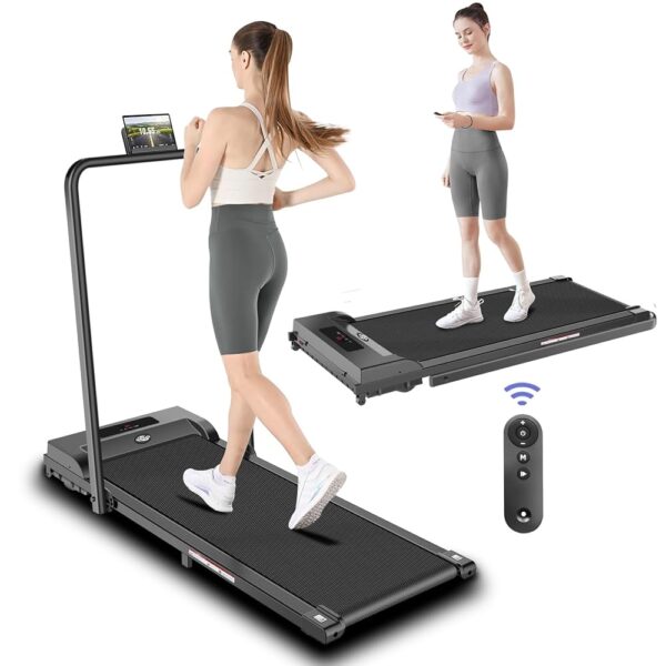 2 in 1 Walking Pad Treadmill, Foldable Treadmills with Handle Bar, 2.5HP Portable Folding Treadmill with Remote Control, Under Desk Treadmill for Home Office, Small Treadmill,...