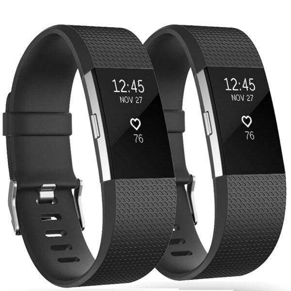 2 Pack Waterproof Bands Compatible with Fitbit charge 2, Classic Soft Adjustable Sports Replacement Wristbands for Women Men