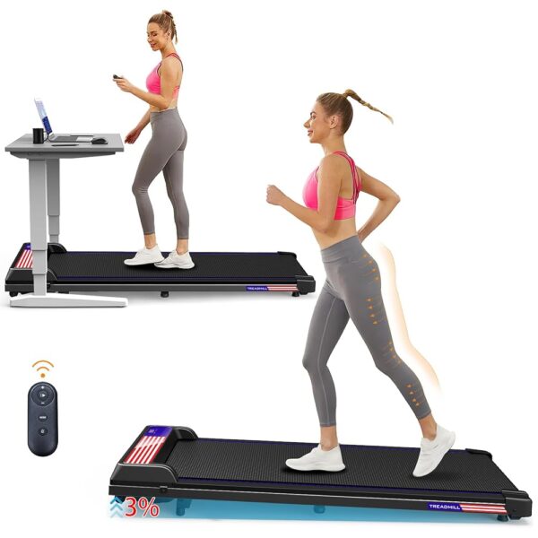 3 in 1 Treadmill, Portable Under Desk Walking Pad with Incline for Home/Office, Remote Control, LED Display