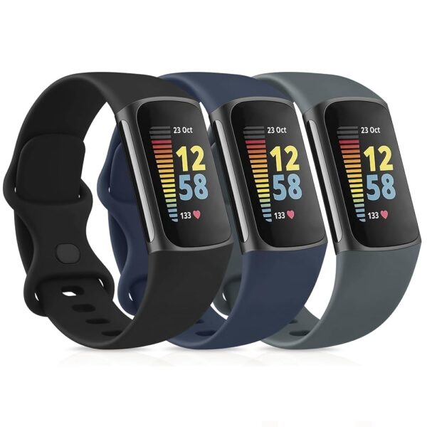 3 Pack Sport Bands Compatible with Fitbit Charge 6 Bands/Fitbit Charge 5 Bands Women Men, Classic Soft Replacement Straps Wristbands for Fitbit Charge 6/5 Advanced Fitness &...