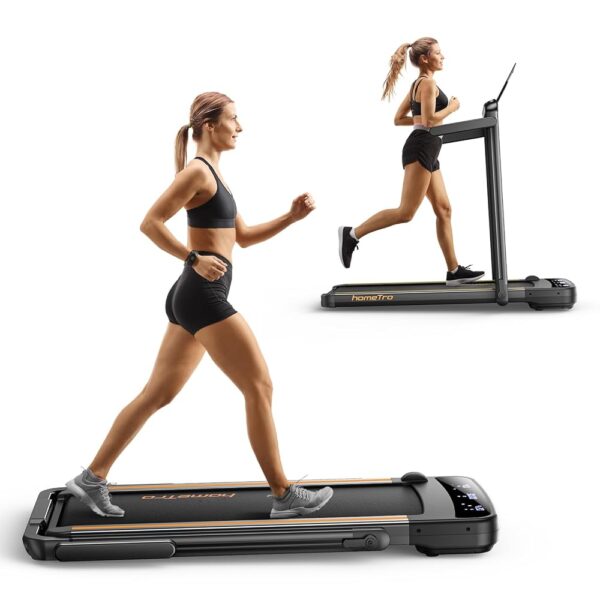 3.0HP Foldable Compact Treadmill,2 in 1 Walking Pad & Jogging Machine for Home/Office,Dual LED Touch Screens Folding Under Desk Motorized Treadmills 265lbs, App& Remote...