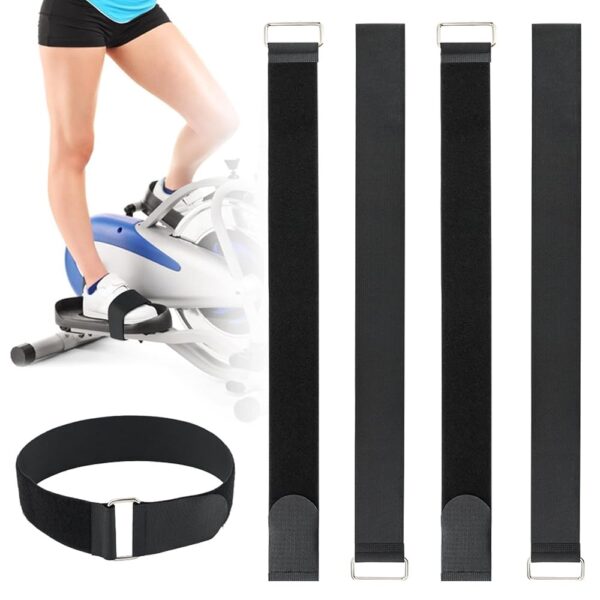 4 Pcs Ellipse Leg Exerciser Machine Pedal Straps, Adjustable Elliptical Trainer Straps for Under Desk, Elliptical Peddler Foot & Leg Training Strap for Fitness Home Sports...