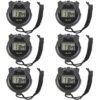 6-Pack Multi-Function Electronic Digital Sport Stopwatch Timer, Large Display with Date Time and Alarm Function, Sports Coaches Fitness Coaches and Referees Black