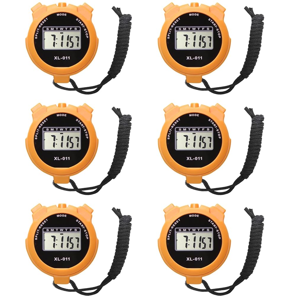 6-Pack Multi-Function Electronic Digital Sport Stopwatch Timer, Large Display with Date Time and Alarm Function, Sports Coaches Fitness Coaches and Referees 6-Pack Multi-Function Electronic Digital Sport Stopwatch Timer, Large Display with Date Time and Alarm Function, Sports Coaches Fitness Coaches and Referees