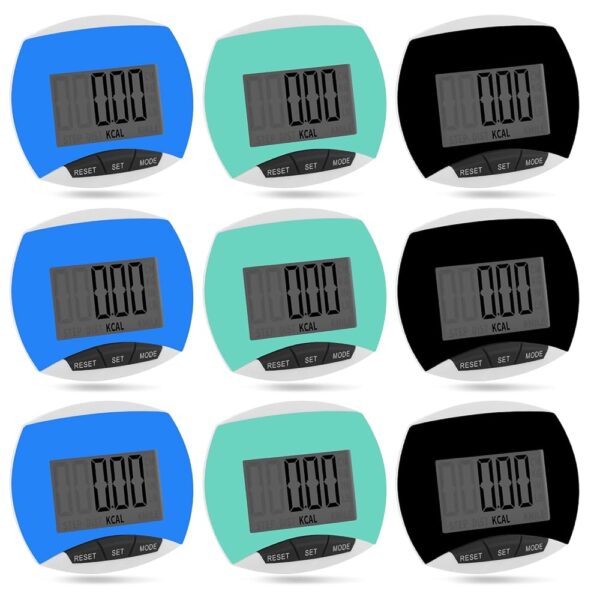9 Pcs Simple Pedometers Bulk for Walking Steps and Miles Walking Step Counters with Calories Burned Portable Clip Step Tracker for Seniors Man Women Jogging Hiking Running