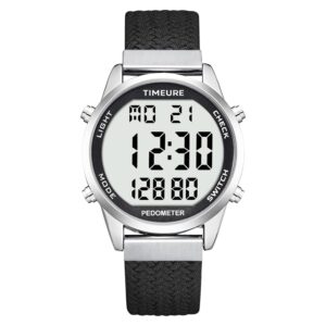 Accurate Pedometer Watch for Men Walking Simple Step Counter Watches Steps Tracker Large Digital Display Waterproof Non Bluetooth TIMEURE-2306