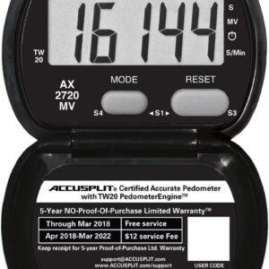 Accusplit Accelerometer Activity Tracker Pedometer with MVPA, Black