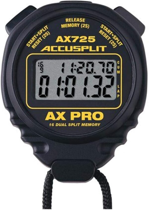 ACCUSPLIT AX725 Dual Line 16 Memory Pro Stopwatch,Black,8.5 x 5 x 1