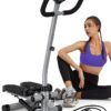 Amicus Mini Stepper for Exercise, Adjustable Height Hydraulic Stair Steppers with Resistance Band for Home, 330lbs Weight Capacity