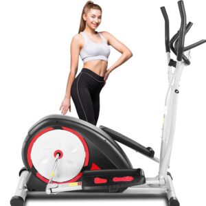 ANCHEER Elliptical Machines, Eliptical for Home Use with Pulse Rate Grips and LCD Monitor, 8 Resistance Levels Smooth Quiet Driven for Home Gym Office Workout Max 350Lbs