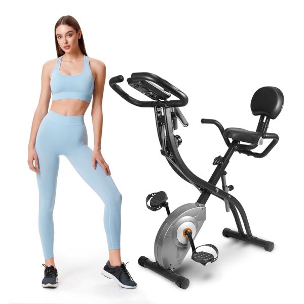 ATIVAFIT Exercise Bike Foldable Fitness Indoor Stationary Bike Magnetic 3 in 1 Upright Recumbent Exercise Bike for Home Workout (Black)