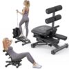BESVIL Steppers for Exercise at Home, Stair Stepper with Resistance Bands,Ab Crunch Machine for Stomach Workout,Djustable Situp,330lbs Loading Capacity,2-in-1 Fitness Equipment