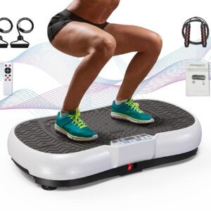 Bigzzia Vibration Plate Exercise Machine 10 Modes Whole Body Workout Vibration Fitness Platform w/ Loop Bands Jump Rope Bluetooth Speaker Home Training Equipment for Weight Loss...