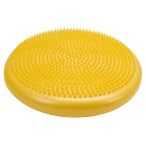 CanDo Inflatable Balance Disc for Balance Training, Proprioception, Strengthening Lower Extremities, Posture, Back Pain, Stress Relief, Restlessness and Anxiety. Yellow, 14”...