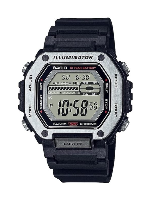 Casio LED Illuminator Dual-Time 1/100-Second Stopwatch w/ 5 Multi-Function Alarms MWD-110H-1AV