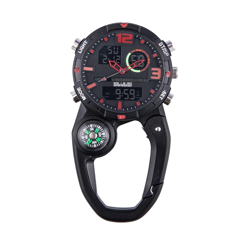 Clip on Digital Carabiner Watch Backpack Fob Belt Waterproof and Shockproof Pocket Clip-on Quartz Watch with Alarm Clock Date Week for Outdoor Sports Clip on Digital Carabiner Watch Backpack Fob Belt Waterproof and Shockproof Pocket Clip-on Quartz Watch with Alarm Clock Date Week for Outdoor Sports