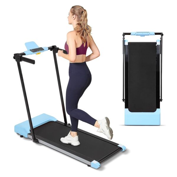 Compact Foldable Electric Treadmill for Home Office, 300lbs Compact Running Treadmill for Small Spaces, Lightweight Folding Treadmills with Handle, Apartment Size Treadmill 2.5HP
