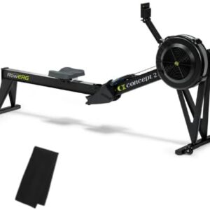 Concept2 RowErg Model E Indoor Rowing Machine with Tall Legs - PM5 Monitor, Device Holder, Adjustable Air Resistance, Easy Storage with FitXion Sweat Towel