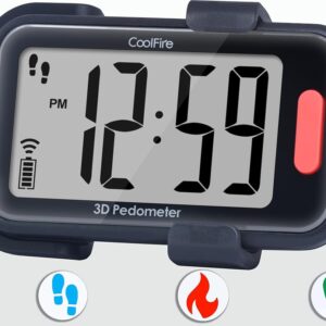 Coolfire 3D Accurate Pedometer for Walking, Simple Step Counter with Large Watch Display, Pedometer for Walking Steps, Calorie and Miles. Fitness Tracker, Auto Set by App
