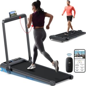 COZYINN Walking Pad Under Desk Treadmill: 2 in 1 Folding Incline Treadmill for Home Office with Console Remote APP Control - 2.5HP Quiet Portable Foldable Walking Pad with...