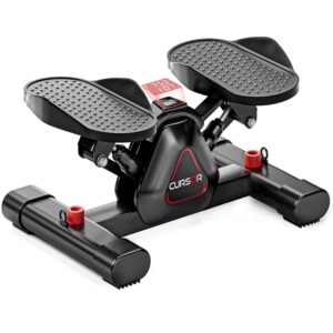 CURSOR FITNESS Twist Steppers for Exercise, Mini Stair Stepper, Desk Step Machine with Dual Resistance Bands, Full Body Cardio Workout Equipment, 300 LBS Capacity for Home Exercise