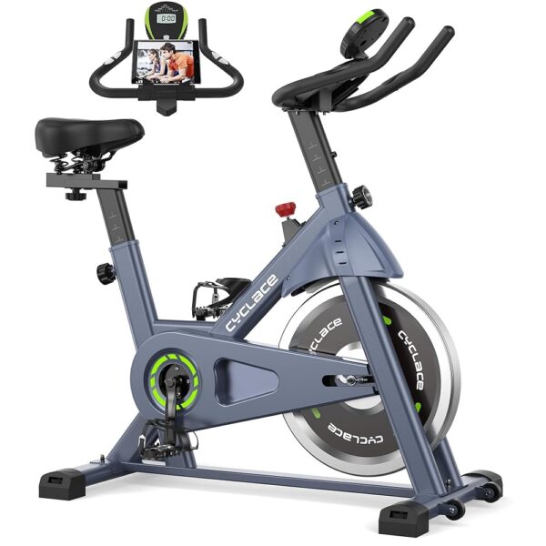 Cyclace Exercise Bike, Brake Pad Indoor Cycling Bike Stationary, Low Noise, 300lbs Weight Capacity