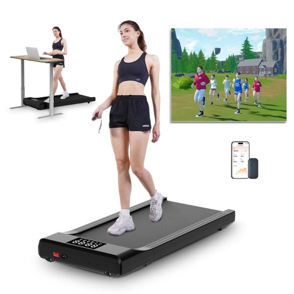 DeerRun 2024 Raceable Walking Pad, Low Noise Under Desk Treadmill, 2 in 1 Portable Treadmills for Home, Smart APP & Remote Control, Installation Free, 265-300lbs Capacity