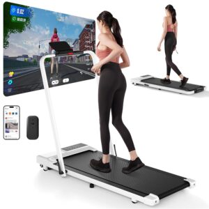DeerRun 3 in 1 Folding Treadmills for Home, 3.0HP Powerful and Quiet Under Desk Treadmill, 300 lbs Capacity Foldable Walking Pad Treadmill with Remote Control and Space Saving,...