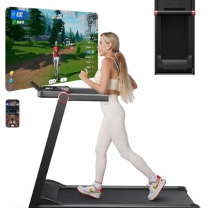 DeerRun Incline Treadmills for Home, Folding Treadmill for Walking, Running & Jogging, 3.5 HP Compact Raceable Treadmill with 350 LBS, Bluetooth Enable