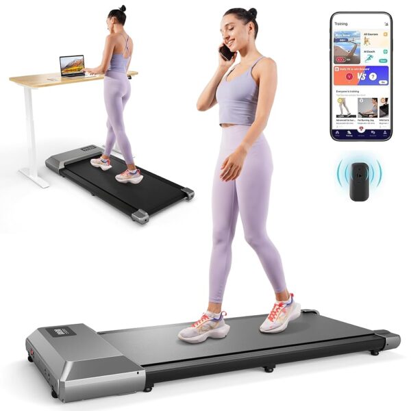 DeerRun Walking Pad 2 in 1 Under Desk Treadmill, 2.5HP Low Noise Walking Pad Running Jogging Machine with Remote Control for Home Office, Lightweight Portable Desk Treadmill...