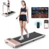 DeerRun Walking Pad, 2024 Upgrade Smart Treadmills for Home, 2.5HP Small Quiet Portable Treadmill, Mini Under Desk Treadmill, APP & Remote Control, Knee-Protective, No-Assembly