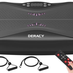 DERACY Vibration Plate Exercise Machine Whole Body Workout 3D XL Platform Shaker with Resistance Bands for Weight Loss, Body Shaping and Fat Burning