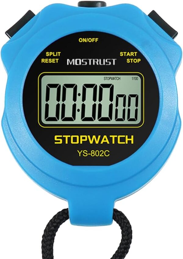 Digital Simple Stopwatch, Single Lap Basic Stopwatch, No Bells, No Clock, No Alarm, Silent, ON/Off for Coaches