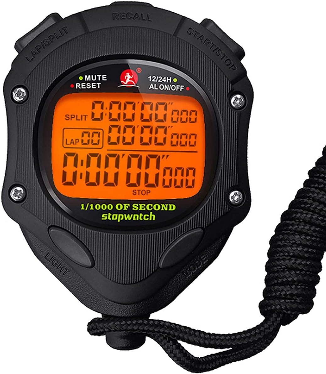 Digital Stopwatch Timer with Back Light Stop Watch 0.001second Timing|100 Lap Memory,Large dispaly Alarm Clock for Coach Sports Swimming Running Marathon Competition(100LAP(Back... Digital Stopwatch Timer with Back Light Stop Watch 0.001second Timing|100 Lap Memory,Large dispaly Alarm Clock for Coach Sports Swimming Running Marathon Competition(100LAP(Back...