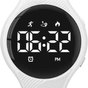Digital Waterproof Pedometer Watch, Fitness Tracker, Step Counter, Distance, Alarm Clock, Stopwatch,Date, Great Gift for for Kids Childrens Teens Girls Boys (White)…