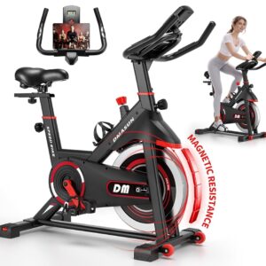 DMASUN Exercise Bike, Silent Magnetic Resistance Stationary Bike for Home with 330 LBS Capacity, Indoor Bike with Comfortable Seat Cushion, Digital Display with Pulse
