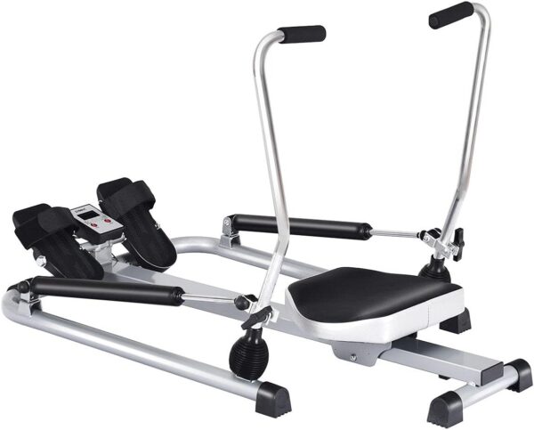 DORTALA Total Motion Rowing Machine Rower with LCD Monitor, Adjustable Hydraulic Cylinder Resistance and Full Arm Extensions for Whole Body Muscle Training Home Use, 265 lb...