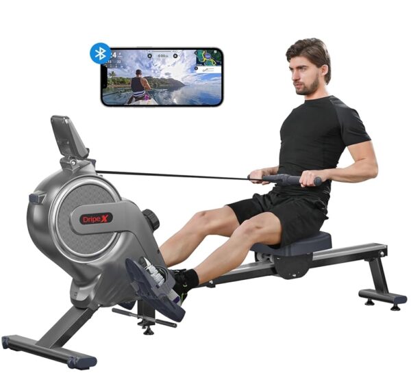 Dripex Rowing Machines for Home, Rowing Machine Max 350LBS, Magnetic Rower with 16 Levels of Workout Resistance, Durable Slide Rail, Bluetooth App Supported, LCD Monitor, Row...