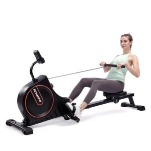 ECHANFIT Magnetic Rower Rowing Machine for Home Use Foldable w/16 Level of Quiet Magnetic Resistance with LCD Monitor and Adjustable Console Angle for Cardio Training