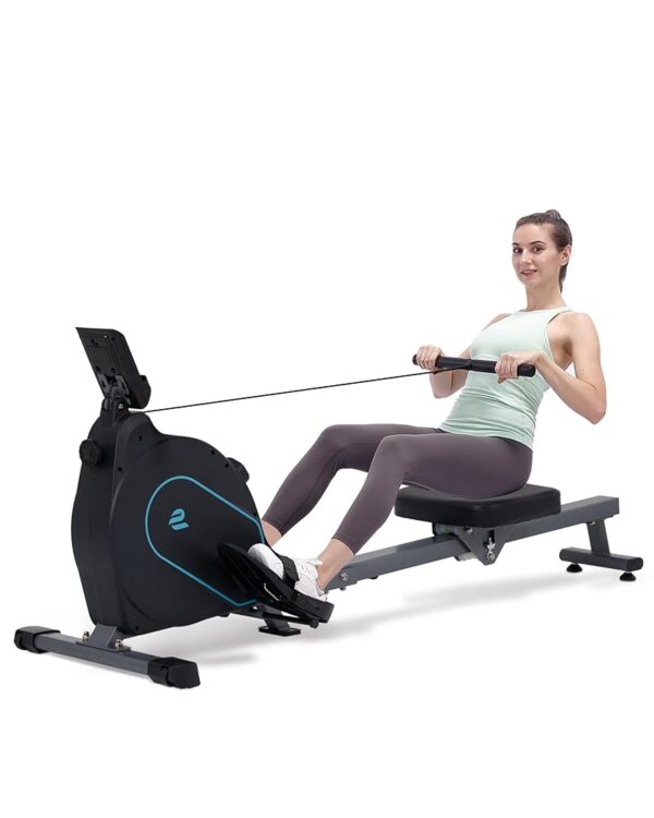 ECHANFIT Rowing Machine for Home Use - Rower with 16 Levels Adjustable Resistance, Ergonomic Seat, Tablet Holder, LCD Monitor and 350 LB Weight Capacity