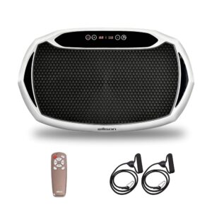 EILISON Bolt Vibration Plate Home Exercise Machine with Loop Bands for Weight Loss, Toning, and Wellness Home Workouts, 300 Pound Capacity, Silver