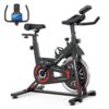 Exercise Bike, ANCHEER Stationary Bikes for Home with LCD Monitor/Ipad Mount Silent Smooth Sturdy Easy Assemble Move Compact Spin Bike Cardio Workout Bike for Home Gym