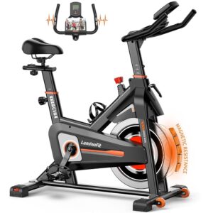 Exercise Bike, Brake Pad/Magnetic Resistance Stationary Bikes for Home with 330lbs/350lbs Weight Capacity, Indoor Cycling Bike with Silent Belt Drive System, Tablet Holder, LCD...