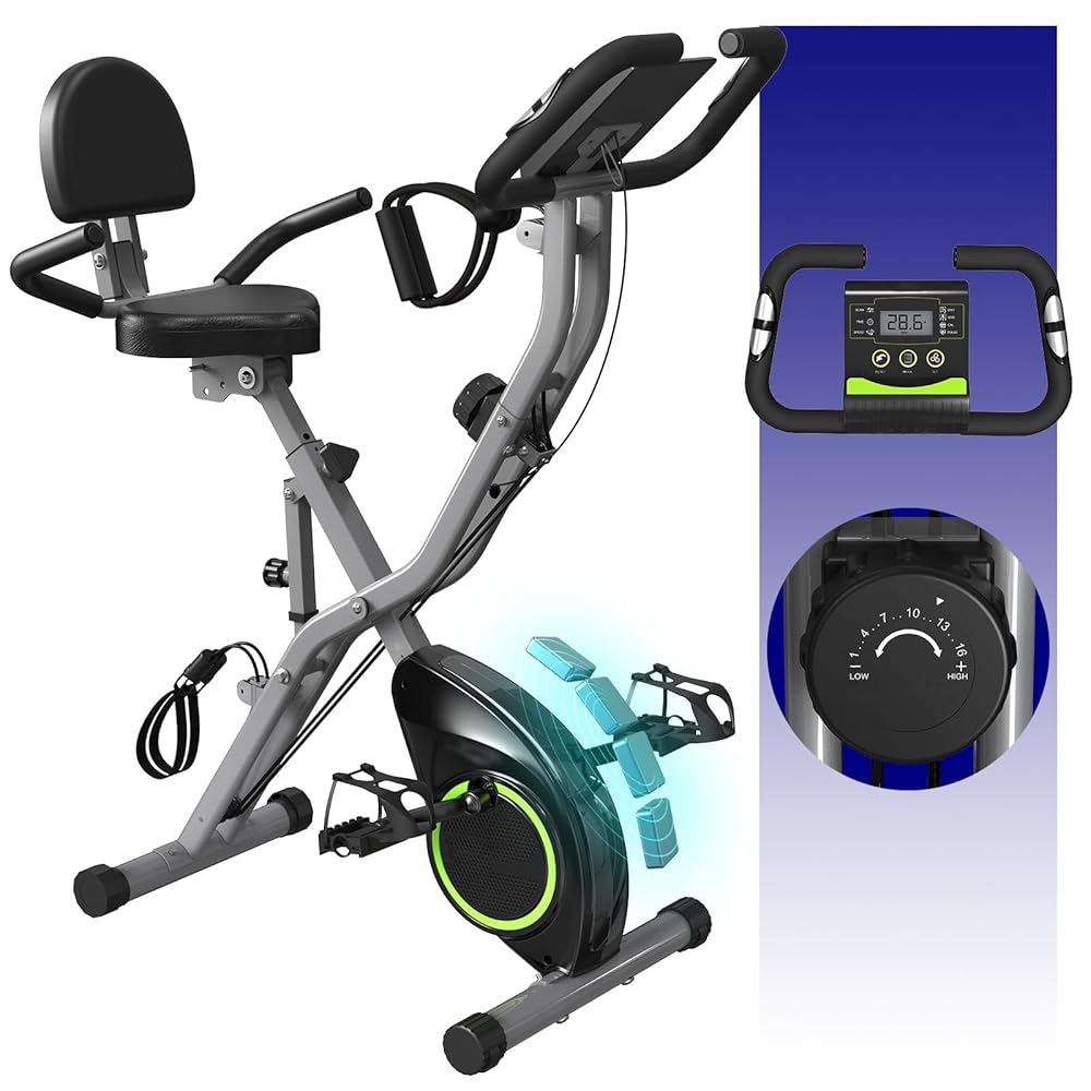 Exercise Bike for Seniors, 5 IN 1 Foldable Stationary Indoor Bike with 16-Level Magnetic Resistance and Tri-Position Ride, 300LBS Capacity, 5.5 LBS Flywheel, Designed for Home... Exercise Bike for Seniors, 5 IN 1 Foldable Stationary Indoor Bike with 16-Level Magnetic Resistance and Tri-Position Ride, 300LBS Capacity, 5.5 LBS Flywheel, Designed for Home...