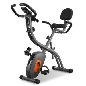 Exercise Bike Stationary Bike for Home Folding Exercise Bike with Arm Resistance Bands &Pulse Sensor LCD Monitor Recumbent Exercise Bikes for Home Workout