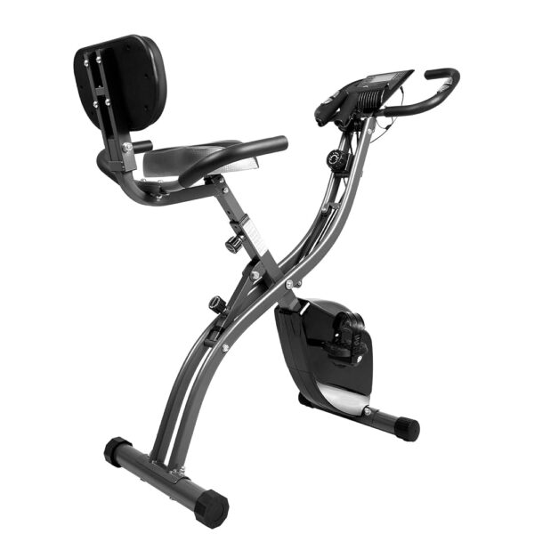 Exercise Bike Stationary bike, Ultra-Quiet Folding Indoor Cycling Bike with 8-Level Resistance, Arm Resistance Band, High Backrest, LCD Monitor, Workout bike for Home Men Women...