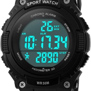 FANMIS Unisex Pedometer Watches Military Multifunctional 50M Waterproof Digital Outdoor Sports Watch