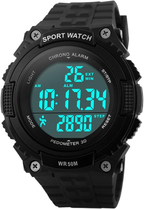FANMIS Unisex Pedometer Watches Military Multifunctional 50M Waterproof Digital Outdoor Sports Watch